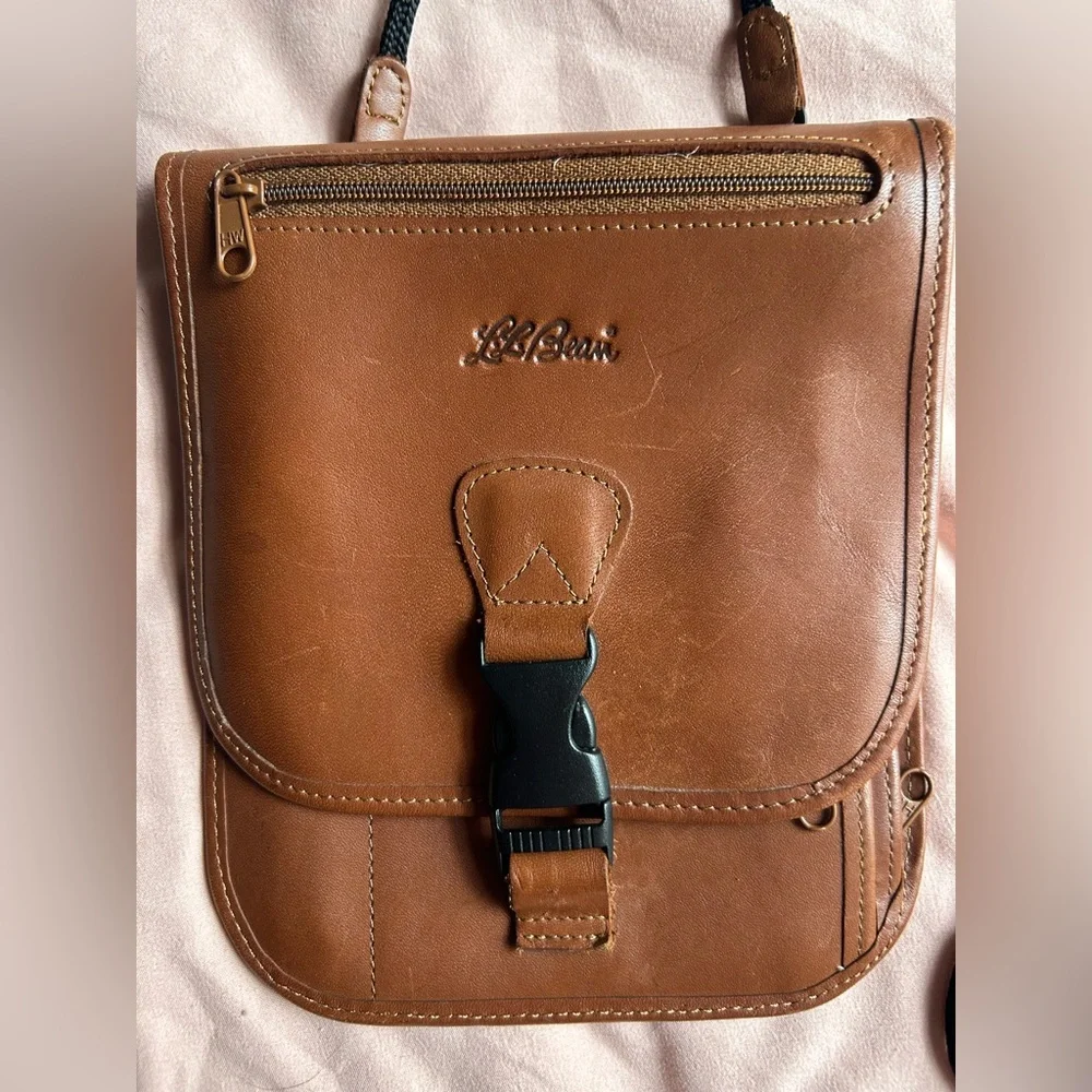L.L. Bean Brown Full Grain Leather Crossbody Bag